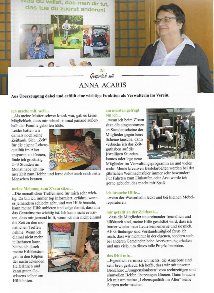 Zeitbankler berichten: Anna Acaris
