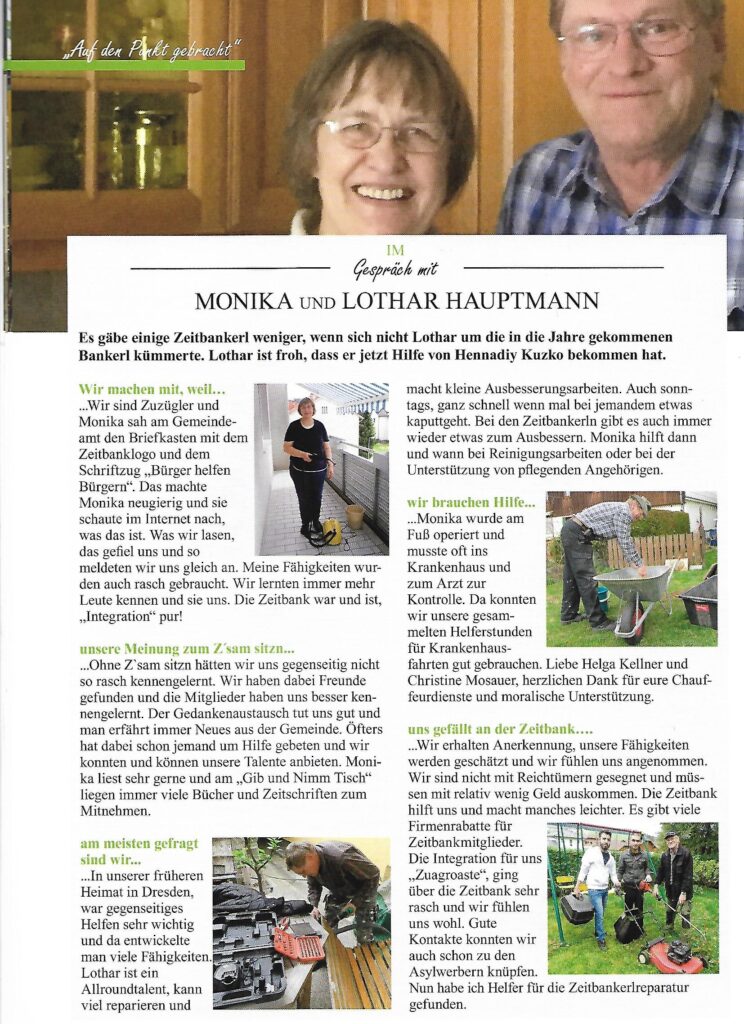 Zeitbankler berichten: Monika und Lothar Hauptmann