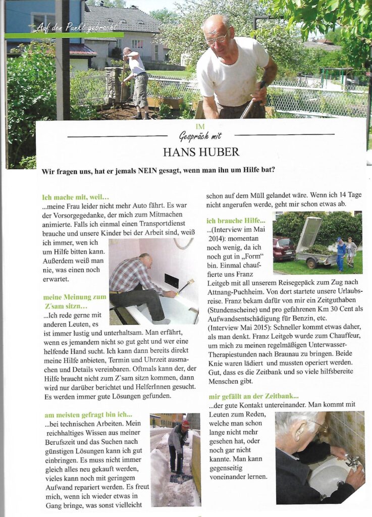 Zeitbankler berichten: Hans Huber