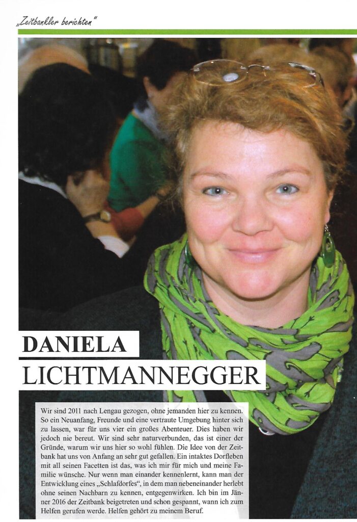 Zeitbankler berichten: Daniela Lichmannegger