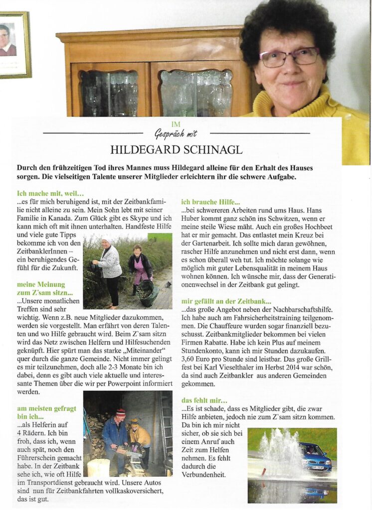 Zeitbankler berichten: Hildegard Schinagl