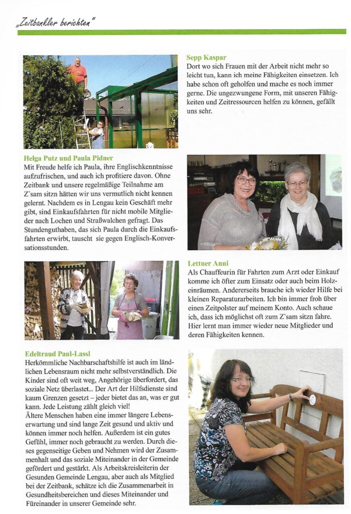 Zeitbankler berichten: Sepp, Helga, Paula, Anni und Edeltraud