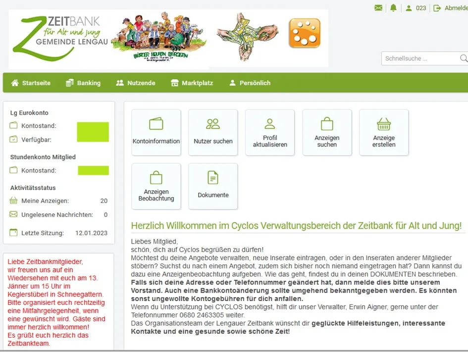 Cyclos 4 App Ansicht